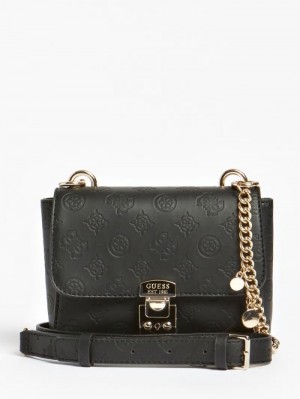 Bolsas Hombro Guess Carlson 4g Peony Mini Mujer Negros | SE-715367