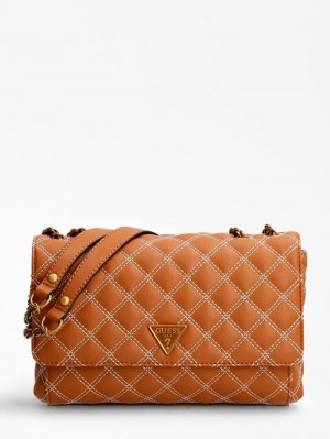 Bolsas Hombro Guess Cessily Quilted Mujer Marrom | SE-500098