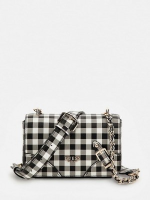 Bolsas Hombro Guess Didi Gingham Print Mini Mujer Negros |