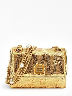 Bolsas Hombro Guess Ever Sequin Mini Mujer Dorados | SE-570417