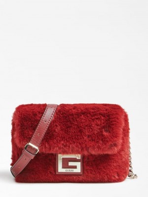 Bolsas Hombro Guess Gwen Faux Fur Mujer Rojos |