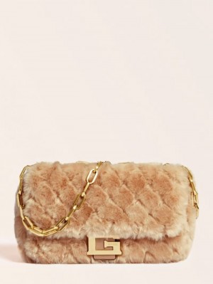 Bolsas Hombro Guess Helma Faux Fur Mujer Grises | SE-049480