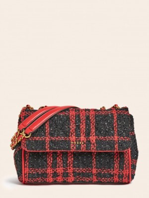 Bolsas Hombro Guess Kimi Tweed Mini Mujer Marrom | SE-040093