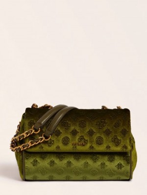 Bolsas Hombro Guess Kimi Velvet Mujer Verdes | SE-452539