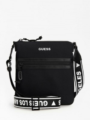 Bolsas Hombro Guess Logo Certosa Tech Hombre Negros | SE-634356