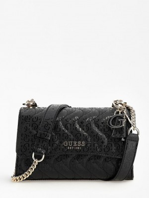 Bolsas Hombro Guess Sasky 4g Logo Mini Mujer Negros | SE-749635