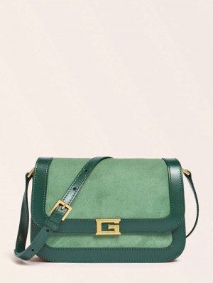 Bolsas Hombro Guess Thea Luxe Real Leather Mini Mujer Verdes | SE-373604