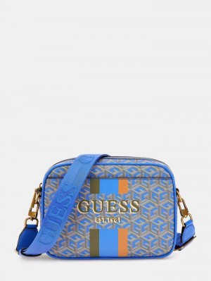 Bolsas Hombro Guess Vikky G Cube Logo Mujer Azules | SE-857950