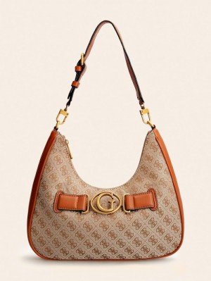 Bolso Hobo Guess Aviana 4g Logo Mujer Marrom | SE-029131