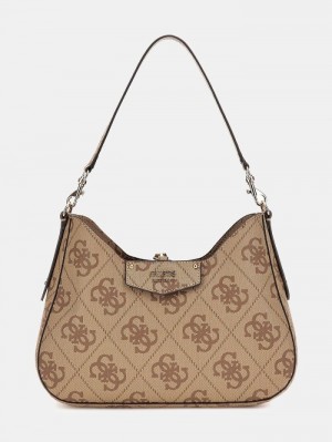 Bolso Hobo Guess Eco Brenton Maxi 4g Logo Mujer Beige | SE-902975