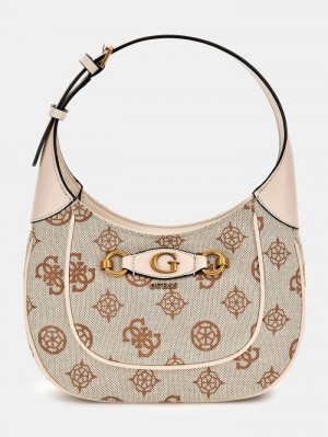 Bolso Hobo Guess Izzy Peony 4g Logo Mujer Beige | SE-856629