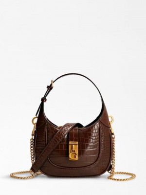 Bolso Hobo Guess Maimie Croc Print Mini Mujer Marrom | SE-406046