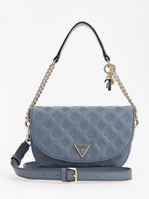 Bolsos Mini Guess La Femme Debossed-logo Mini Bag Mujer Azules Claro | SE-910717