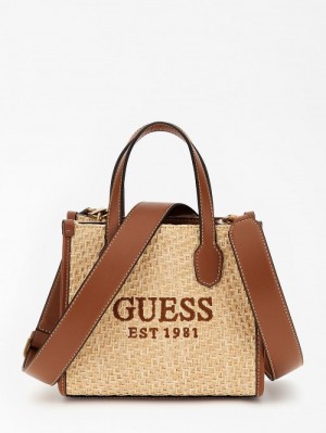 Bolsos Mini Guess Silvana Logo Mini Bag Mujer Marrom | SE-894989