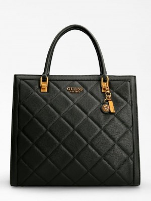 Bolsos Shopper Guess Abey Quilted Mujer Negros | SE-573038