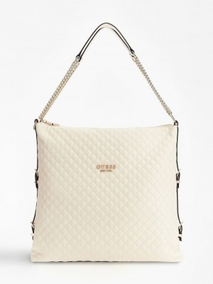 Bolsos Shopper Guess Adam Quilted Mujer Blancos | SE-636677