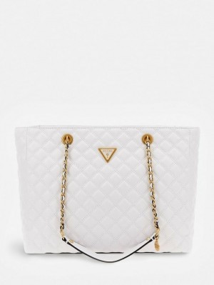 Bolsos Shopper Guess Giully Quilted Mujer Blancos | SE-431804