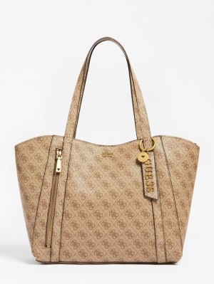 Bolsos Shopper Guess Naya 4g Logo All Over Mujer Marrom | SE-115734