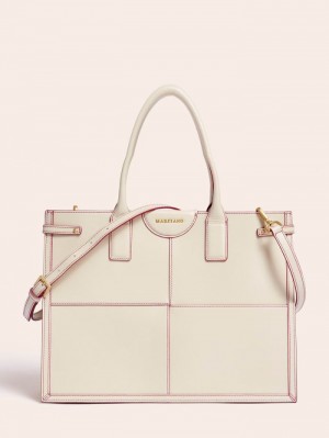 Bolsos Shopper Guess Stilla Real Leather Mujer Blancos | SE-710359