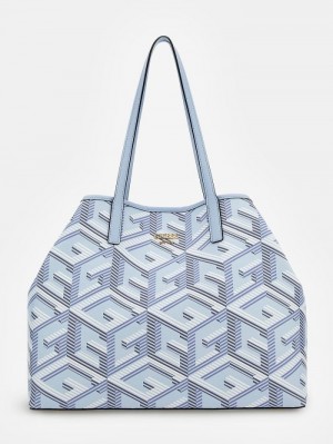 Bolsos Shopper Guess Vikky G Cube Logo Mujer Azules | SE-039700