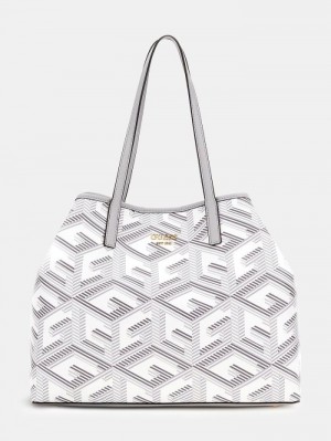 Bolsos Shopper Guess Vikky G Cube Logo Mujer Creme | SE-420101