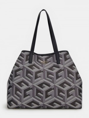 Bolsos Shopper Guess Vikky G Cube Logo Mujer Negros | SE-941708