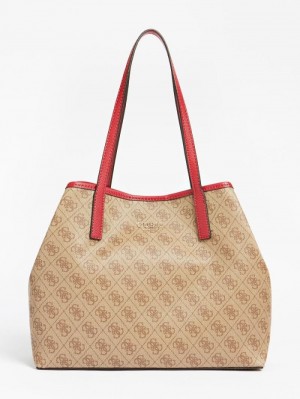 Bolsos Shopper Guess Vikky Logo Print Mujer Marrom |