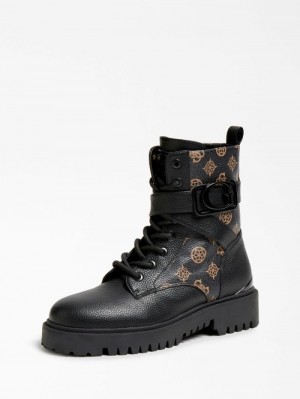 Botas Guess Orana 4g Logo Peony Combat Mujer Marrom | SE-212937