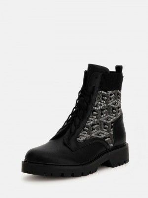 Botas Guess Raziela G Cube Logo Combat Mujer Negros | SE-650153