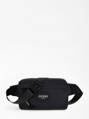 Bum Bags Guess Front Logo Patch Bum Bag Hombre Negros | SE-100902