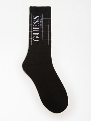 Calcetines Guess Logo Print Hombre Negros | SE-307433