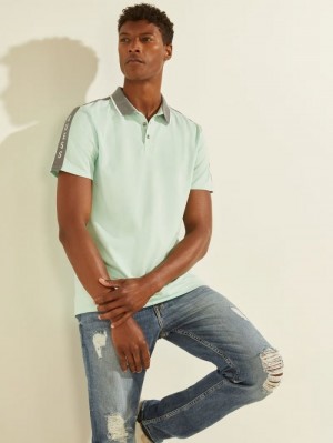 Camisa Polo Guess Contrasting Polo Hombre Teal | SE-100629