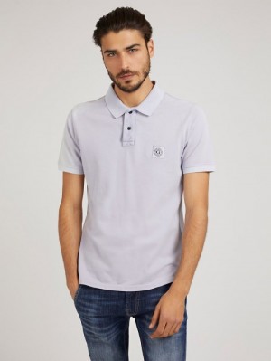 Camisa Polo Guess Logo Hombre Morados Claro | SE-541049