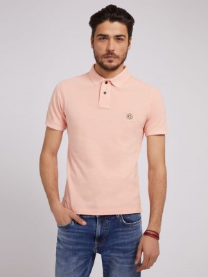 Camisa Polo Guess Logo Hombre Rosas | SE-486339