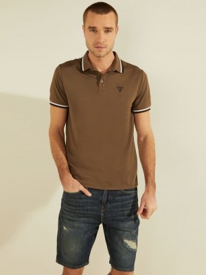 Camisa Polo Guess Logo Triangle Hombre Marrom | SE-715809