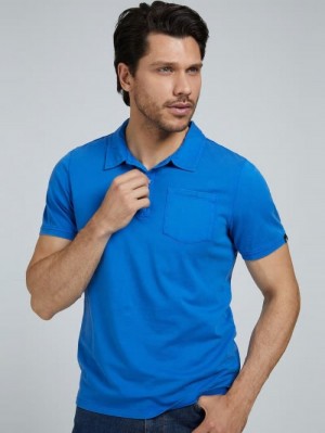 Camisa Polo Guess Marciano Polo Shirt Breast Pocket Hombre Azules | SE-549617