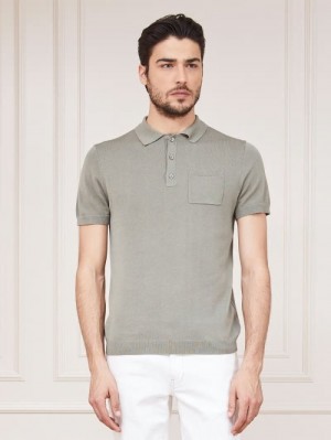 Camisa Polo Guess Marciano Silk Blend Polo Hombre Verdes | SE-561141