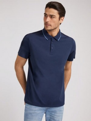 Camisa Polo Guess Regular Fit Hombre Azules | SE-641983