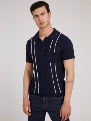 Camisa Polo Guess Sweater Polo Hombre Azules | SE-985464