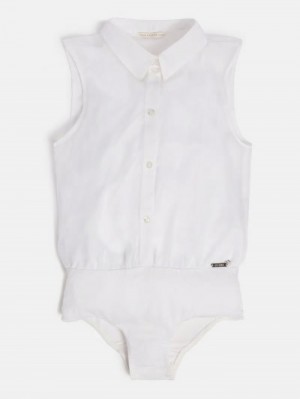 Camisas Guess Chiffon Body Niños Blancos | SE-919449