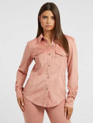 Camisas Guess Faux Suede Mujer Rosas | SE-622043