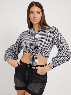 Camisas Guess Gingham Check Mujer Blancos | SE-040525