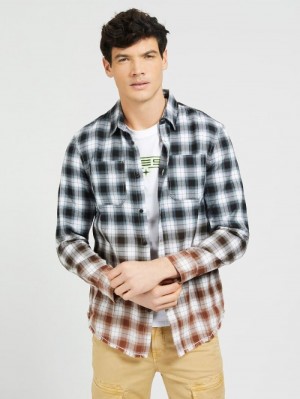 Camisas Guess Macro Check Hombre Grises | SE-459163