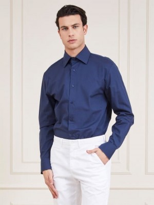 Camisas Guess Marciano Cotton Hombre Azules | SE-810444