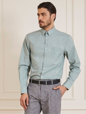 Camisas Guess Marciano Italian Collar Hombre Verde Menta | SE-061903