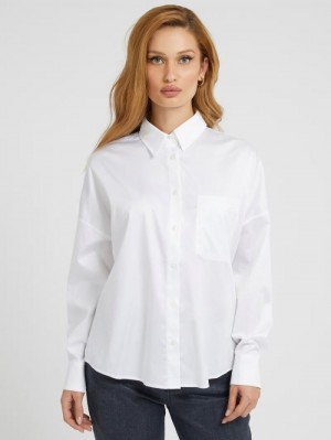 Camisas Guess Relaxed Fit Mujer Blancos | SE-762828