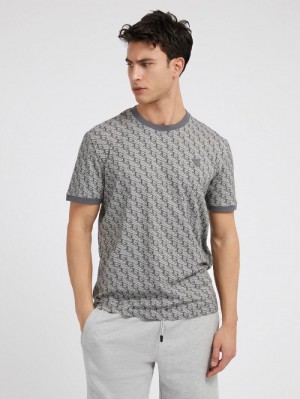 Camiseta Guess All Over G Cube Logo Hombre Grises | SE-737315