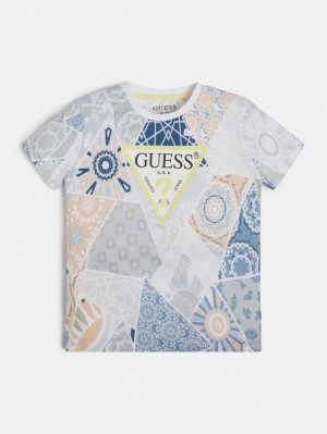 Camiseta Guess All Over Print Niños Grises | SE-932574