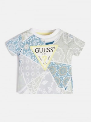 Camiseta Guess All Over Printed Niños Grises | SE-557189