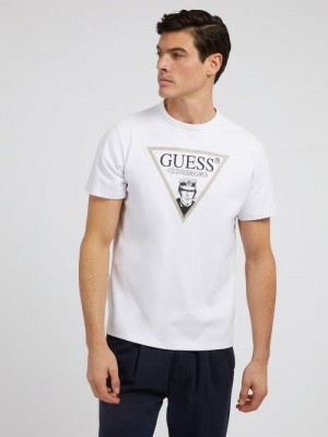 Camiseta Guess Corto Maltese Print Hombre Blancos | SE-942917